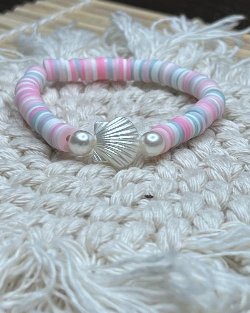 Cotton Candy Seashell - Clay Bead Bracelet