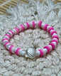 Pink Seashell Mix - Clay Bead Bracelet