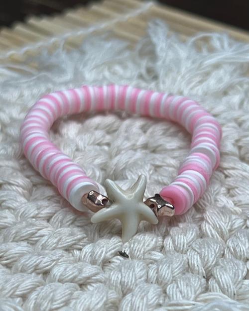 Pink Starfish Mix - Clay Bead Bracelet