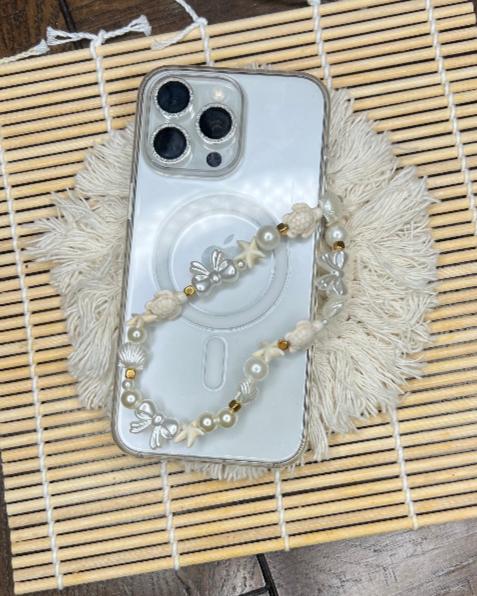 White Waves - Clay Bead Phone Charm